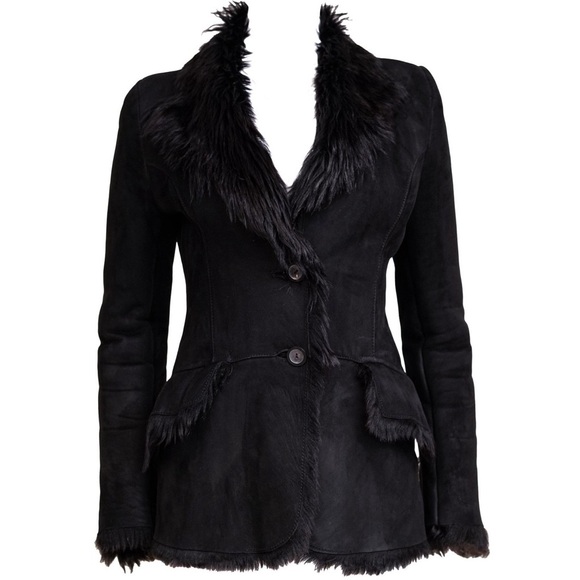 Gucci by Tom Ford F/W 1996 Black Shearling Fur Leather Jacket - Picture 1 of 6